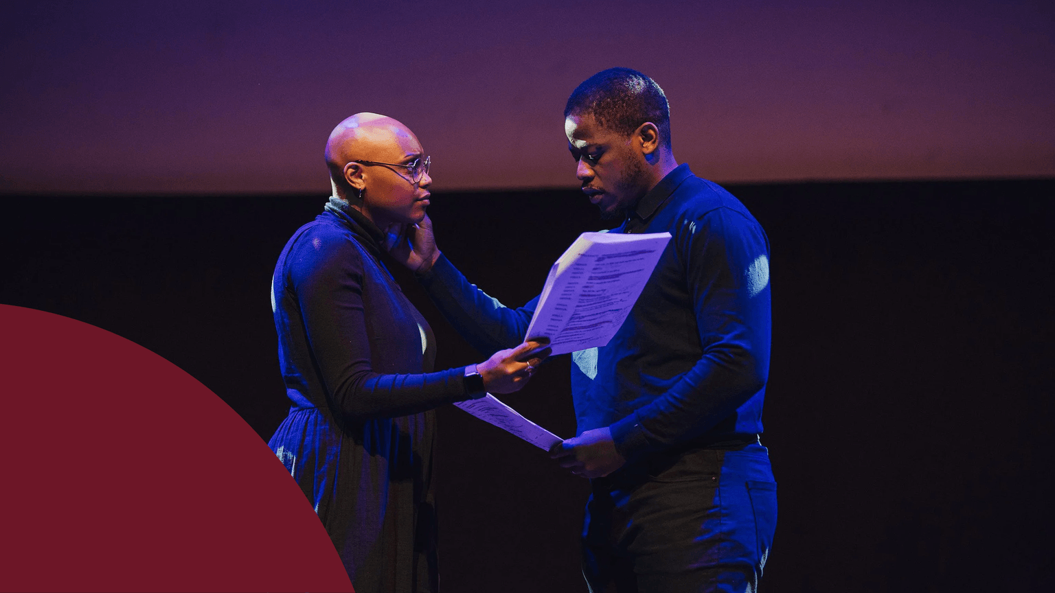 Image of two performers practicing a scene